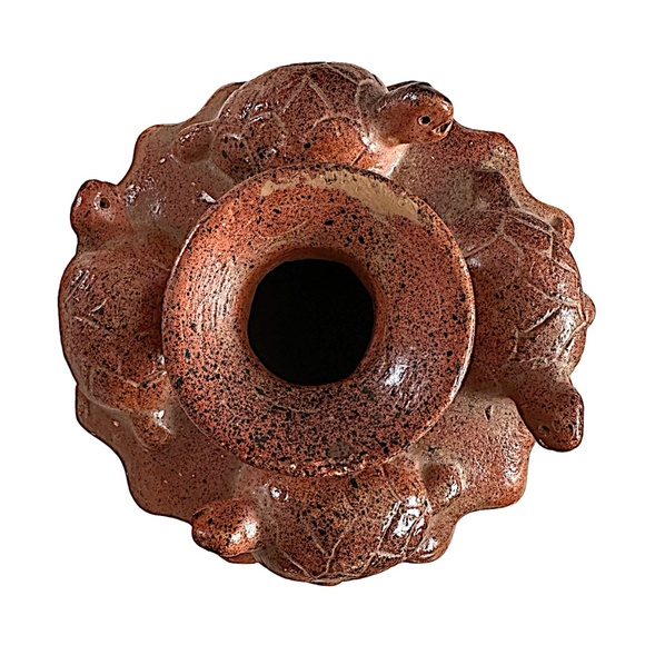 RARE Vintage Red Clay Four Perpetual Turtle Figures Pot Vase 6”x7” - Picture 4 of 6